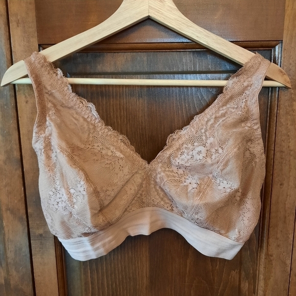 NWOT Glamorize Bramour Lexington Lace Plunge Bralette cappuccino style 7013 34F - Picture 1 of 14